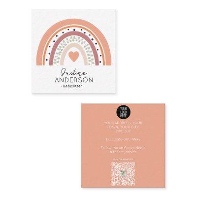 Rainbow Funky SCANDI HEART RAINBOW BABYSITTER Square