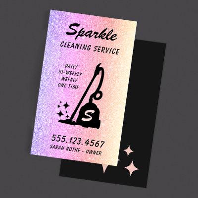 Rainbow Glitter Cleaning Service Housekeeper Calling Card