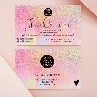 Rainbow glitter marble logo order thank you