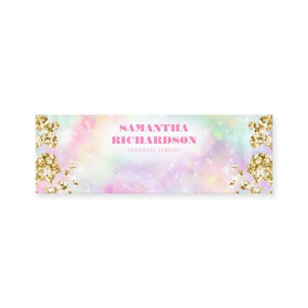 Rainbow Gold Holographic Earring Holder Display Mini
