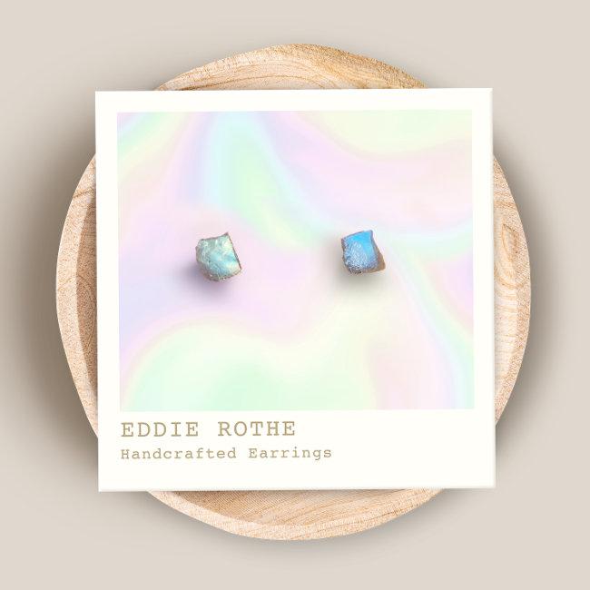 Rainbow Hologram Stud Earring Display Square