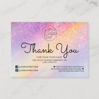 Rainbow Holograph Glitter Ombre Customer Thank You