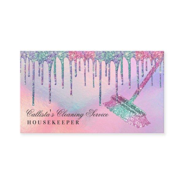 Rainbow Holographic Glitter Drips Cleaning Service