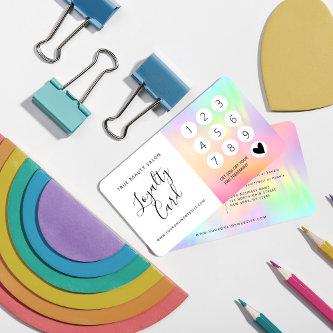 Rainbow Holographic Iridescent Unicorn Script Loyalty Card