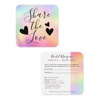 Rainbow Holographic Iridescent Unicorn Script Referral Card