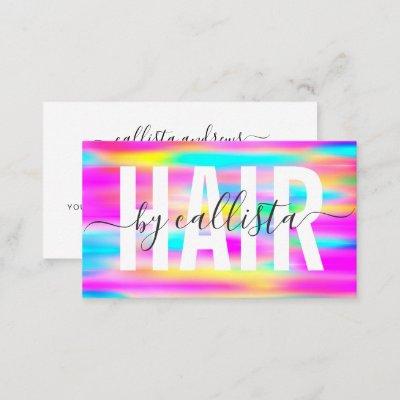 Rainbow Holographic Simple Typography Hair Stylist