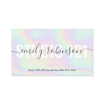 Rainbow holographic unicorn script punch circles loyalty card