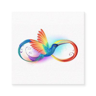 Rainbow Hummingbird with Infinity symbol Square