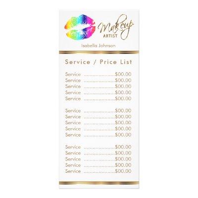 Rainbow Lips  - Service / Price List Rack Card