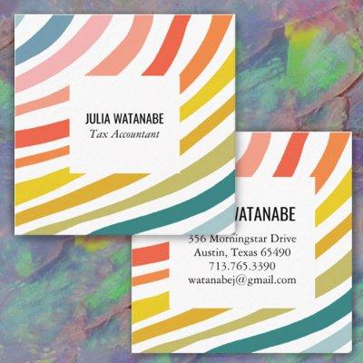 Rainbow Minimalist Stripes Handmade Square