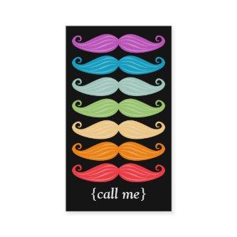 Rainbow Mustaches Vertical Bizcard