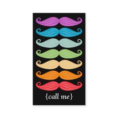 Rainbow Mustaches Vertical Bizcard