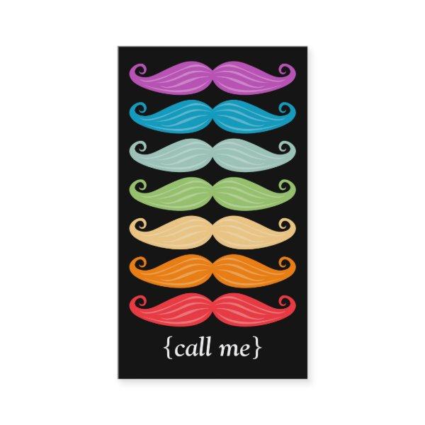 Rainbow Mustaches Vertical Bizcard