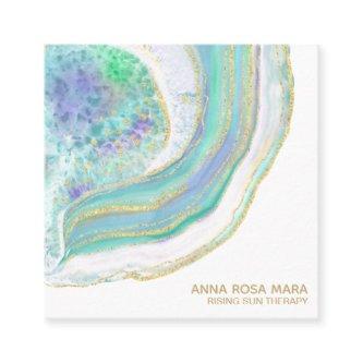 *~* Rainbow Pastel Blue Mint Gold Glitter Agate Square