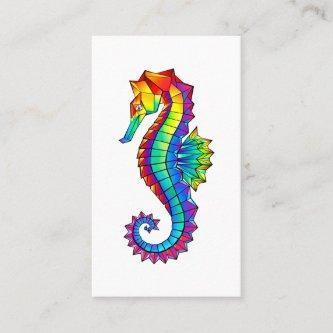 Rainbow Polygonal Seahorse Calling Card