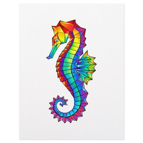 Rainbow Polygonal Seahorse Letterhead