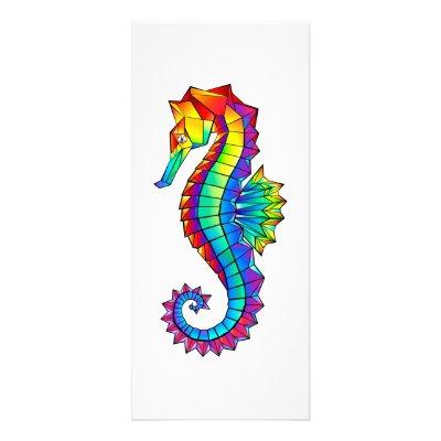 Rainbow Polygonal Seahorse Rack Card