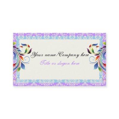 Rainbow scroll leaf blue purple damask borders