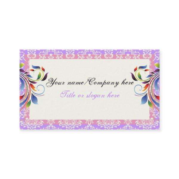 Rainbow scroll leaf purple pink damask borders