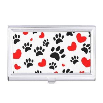 Random Dog Paw Prints And Red Hearts   Case