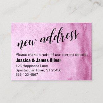 Raspberry Pink Ombre Watercolor New Address Card