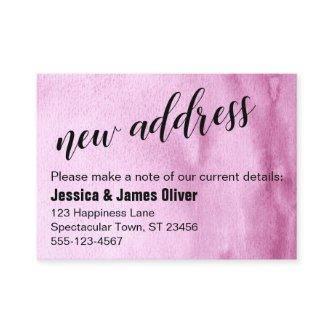 Raspberry Pink Ombre Watercolor New Address Card