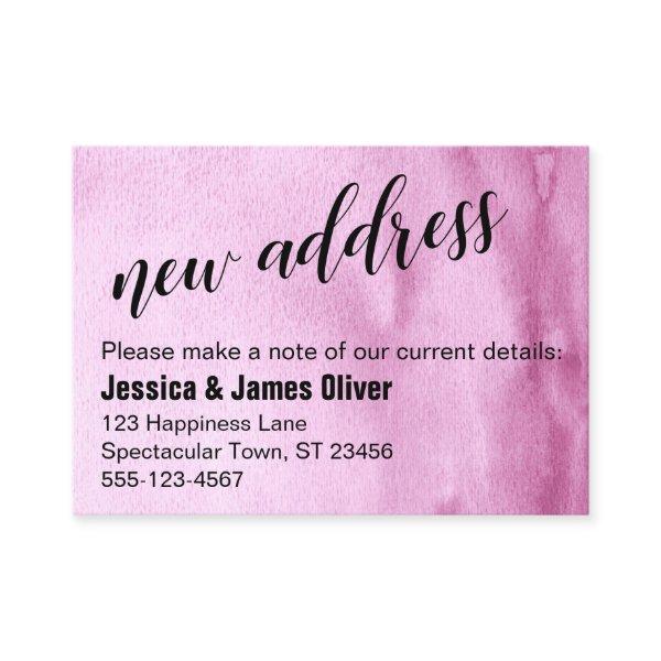 Raspberry Pink Ombre Watercolor New Address Card