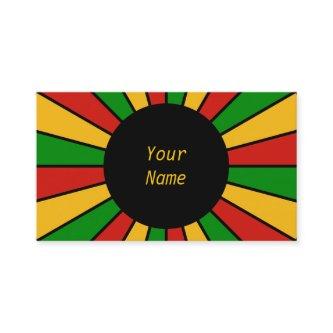 RASTAFARI FLAG BUTTON RAYS + your sign or text