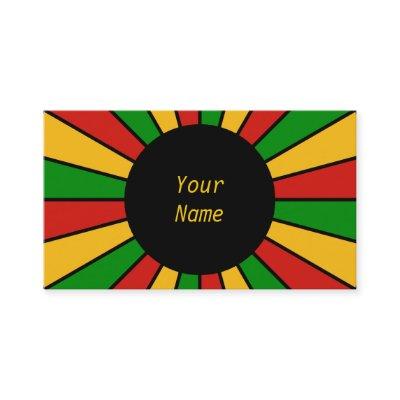 RASTAFARI FLAG BUTTON RAYS + your sign or text