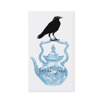 Raven On The Blue Teapot