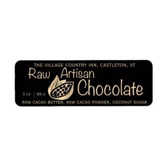 Raw Artisan Chocolate Gold on Black Product Label
