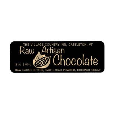 Raw Artisan Chocolate Gold on Black Product Label