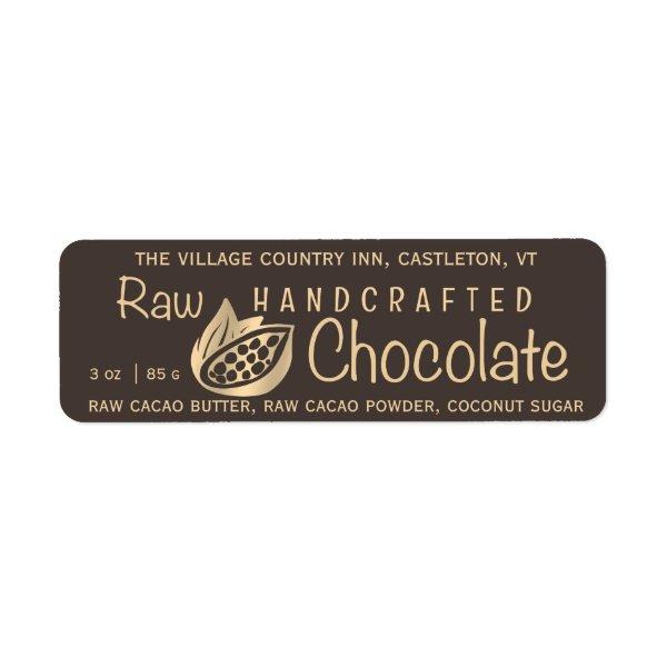 Raw Handcrafted Chocolate Gold Cacao Bean on Brown Label