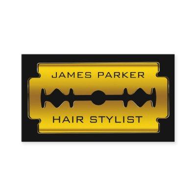 Razor Blade Gold Faux Barber Hair Stylist