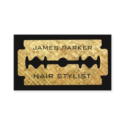 Razor Blade Gold Faux Barber Hair Stylist