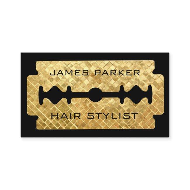 Razor Blade Gold Faux Barber Hair Stylist
