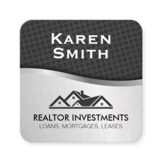 Real Estate Agent Carbon Fiber Metallic Square