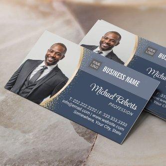 Real Estate Agent Classy Navy Blue Custom Photo