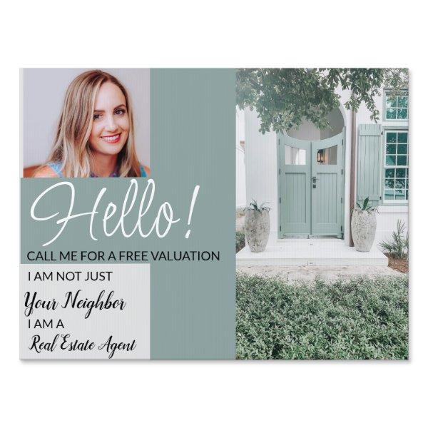 Real Estate Agent HELLO CARD shop sign Flyer