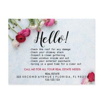 Real Estate Agent HELLO Spring checklist Announcement Postcard