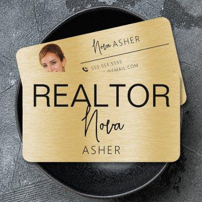 Real Estate Agent Realtor Photo QR Code Faux Metal
