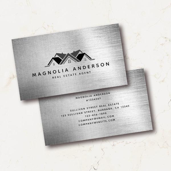 Real Estate Agent Silver Brushed Metal