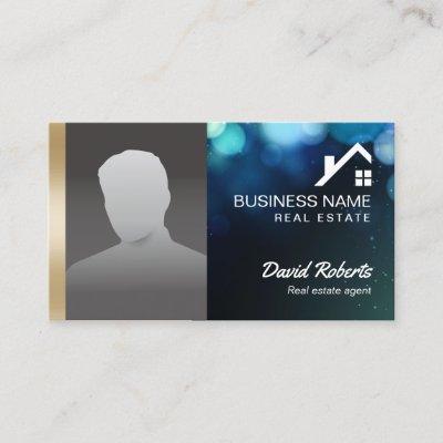 Real Estate Agent with Photo Modern Bokeh Lights
