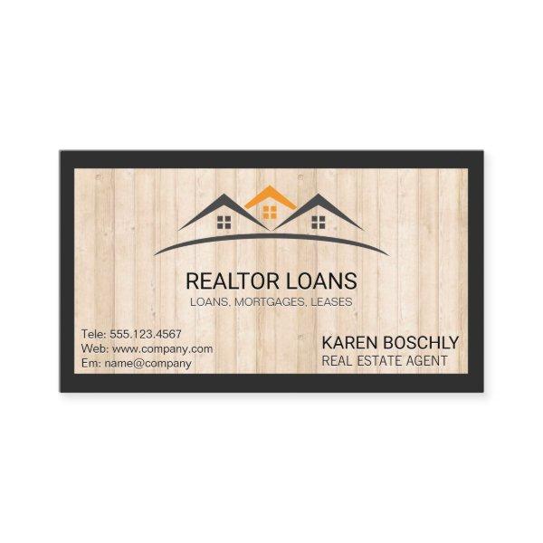 Real Estate | Buildings Icon | Wood Trim | Border