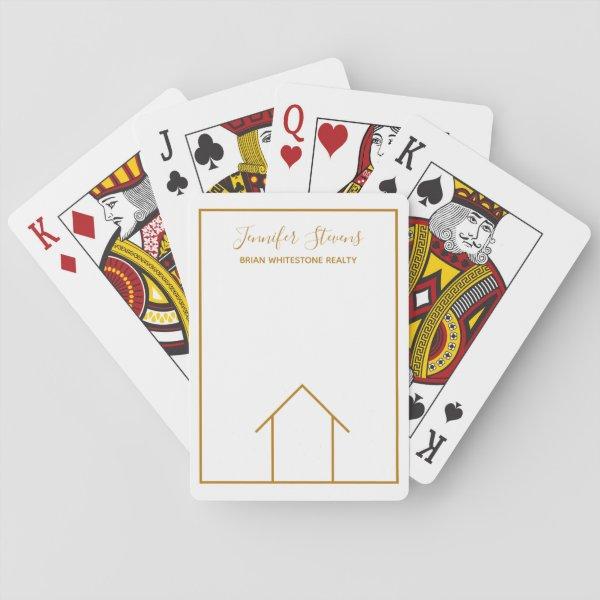 Real Estate Company Chic Custom White Gold Realtor Playing Cards