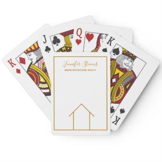 Real Estate Company Chic Custom White Gold Realtor Poker Cards