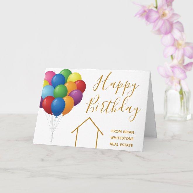 Real Estate Company Happy Birthday Balloons Custom Card