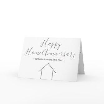 Real Estate Happy Home Anniversary Grey Realtor Card