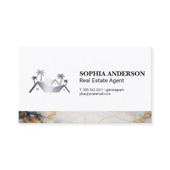 Real Estate House Metallic Logo | Marble Trim