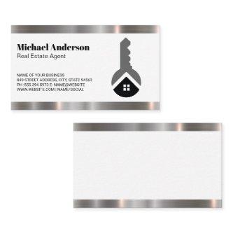 Real Estate Key Home Logo | Metal Trim